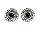 Earrings - used Bundt-Style Design Sterling Silver Contoured Circle Short Drop Earrings