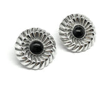 Earrings - used Bundt-Style Design Sterling Silver Contoured Circle Short Drop Earrings