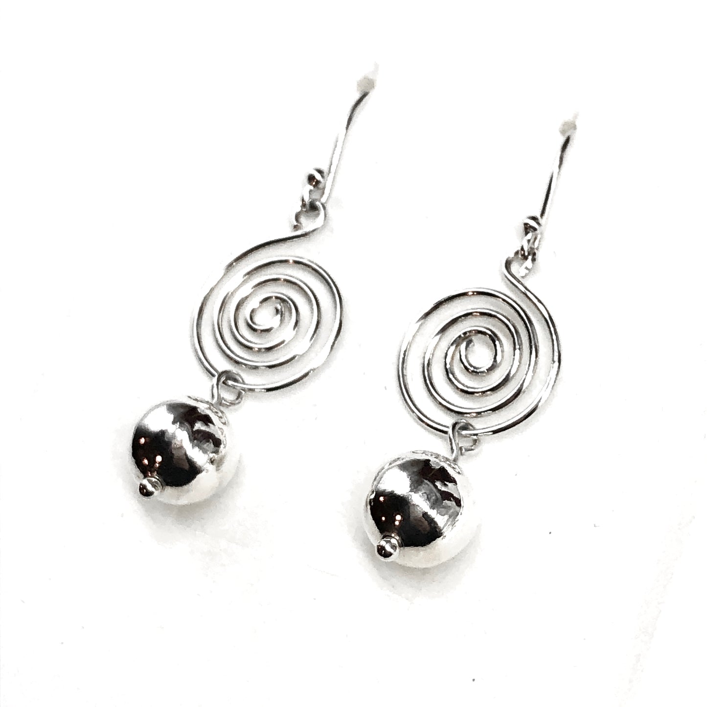 925 Sterling Silver Circle Earrings, Spiral Hoop Design Dangle Earrings