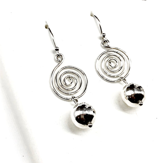 Earrings Womens - Estate Jewelry online, Swirly Girl 925 Sterling Silver Circle Earrings, Spiral Hoop Design Earrings