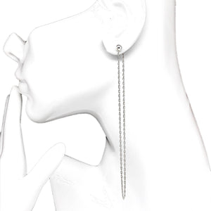 Discount Jewelry - Super Long 4.75in Sleek Slim Sterling Silver Front Back Earrings
