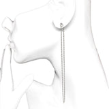 Discount Jewelry - Super Long 4.75in Sleek Slim Sterling Silver Front Back Earrings