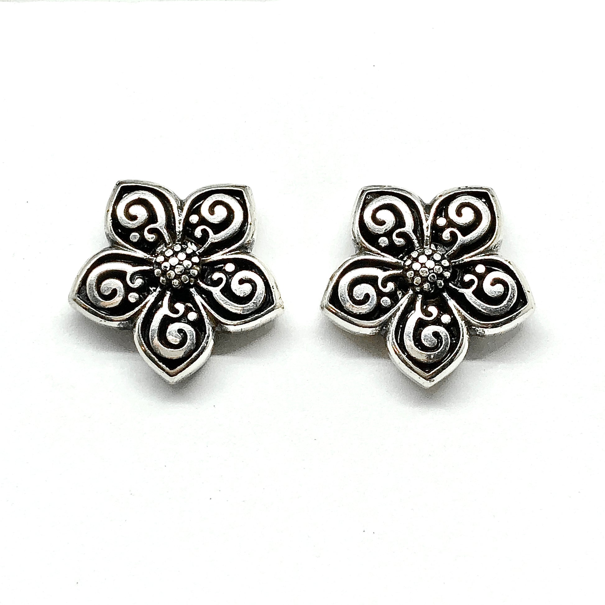 Silver Earrings | Womens Silver Flower Earbobs 