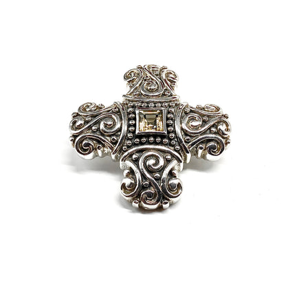 Big Avery Inspired Scrolling Design Sterling Silver Cross Pendant
