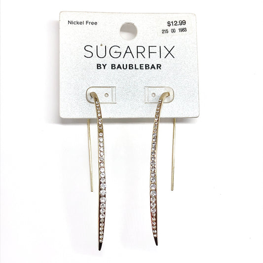 Curved Bar Threader Earrings, Edgy Sexy & Sleek Golden Crystal Threader Earrings