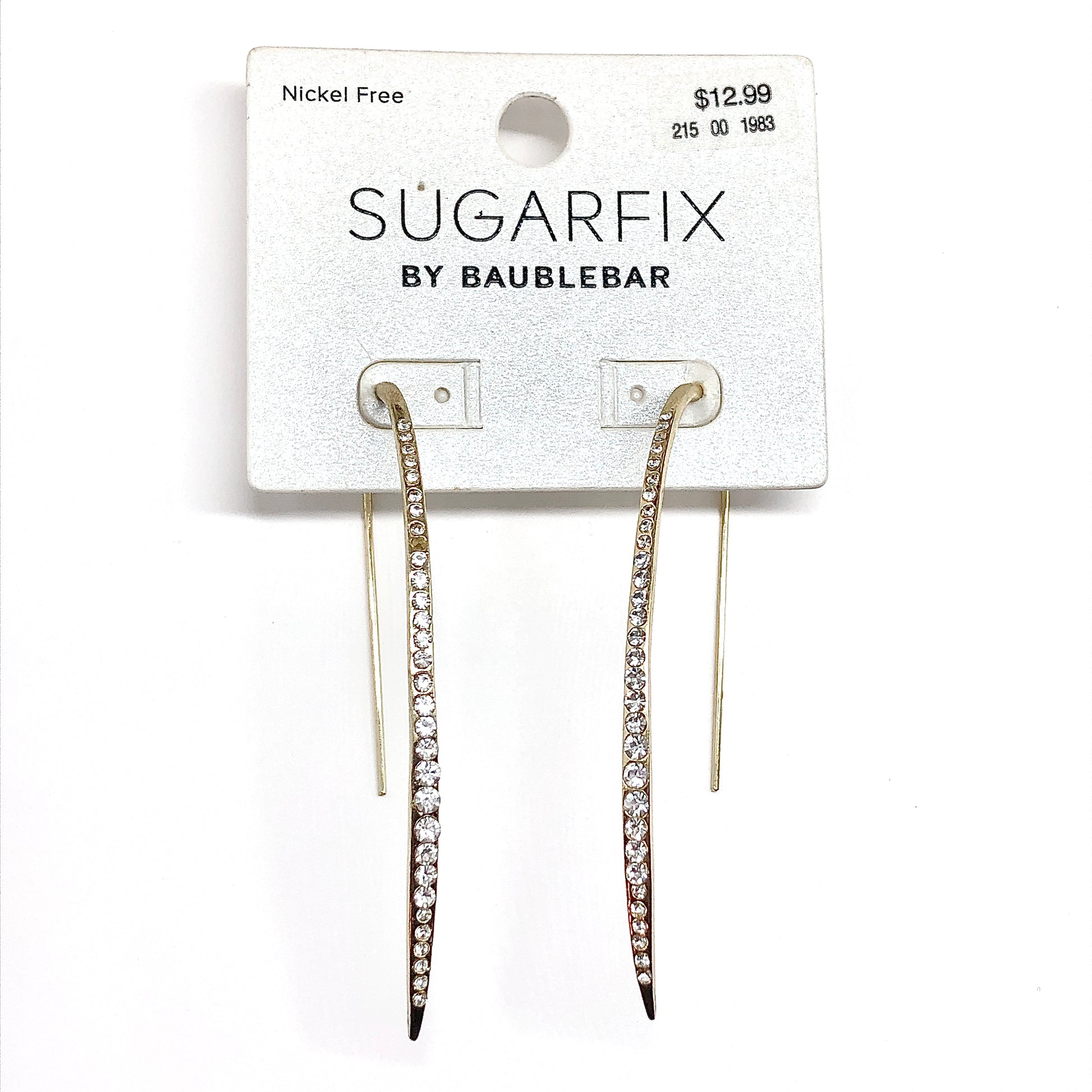Curved Bar Gold Threader Earrings, Sexy & Sleek Crystal Threader Earrings