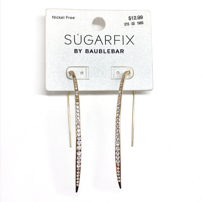 Curved Bar Gold Threader Earrings, Sexy & Sleek Crystal Threader Earrings