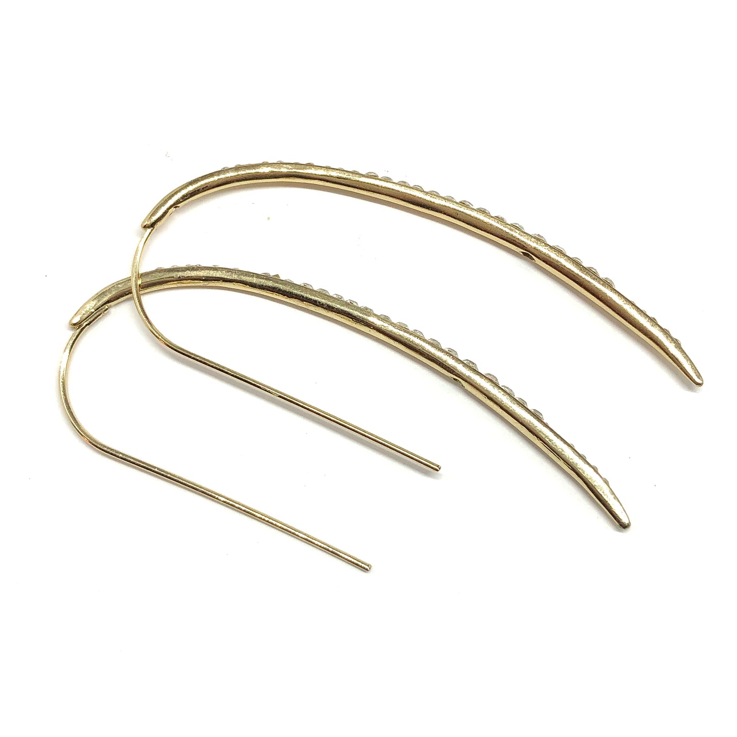 Gold Threader Earrings, Edgy Sexy & Sleek Golden Crystal Threader Earrings