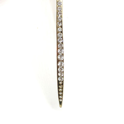 Curved Bar Gold Threader Earrings, Sexy & Sleek Crystal Threader Earrings