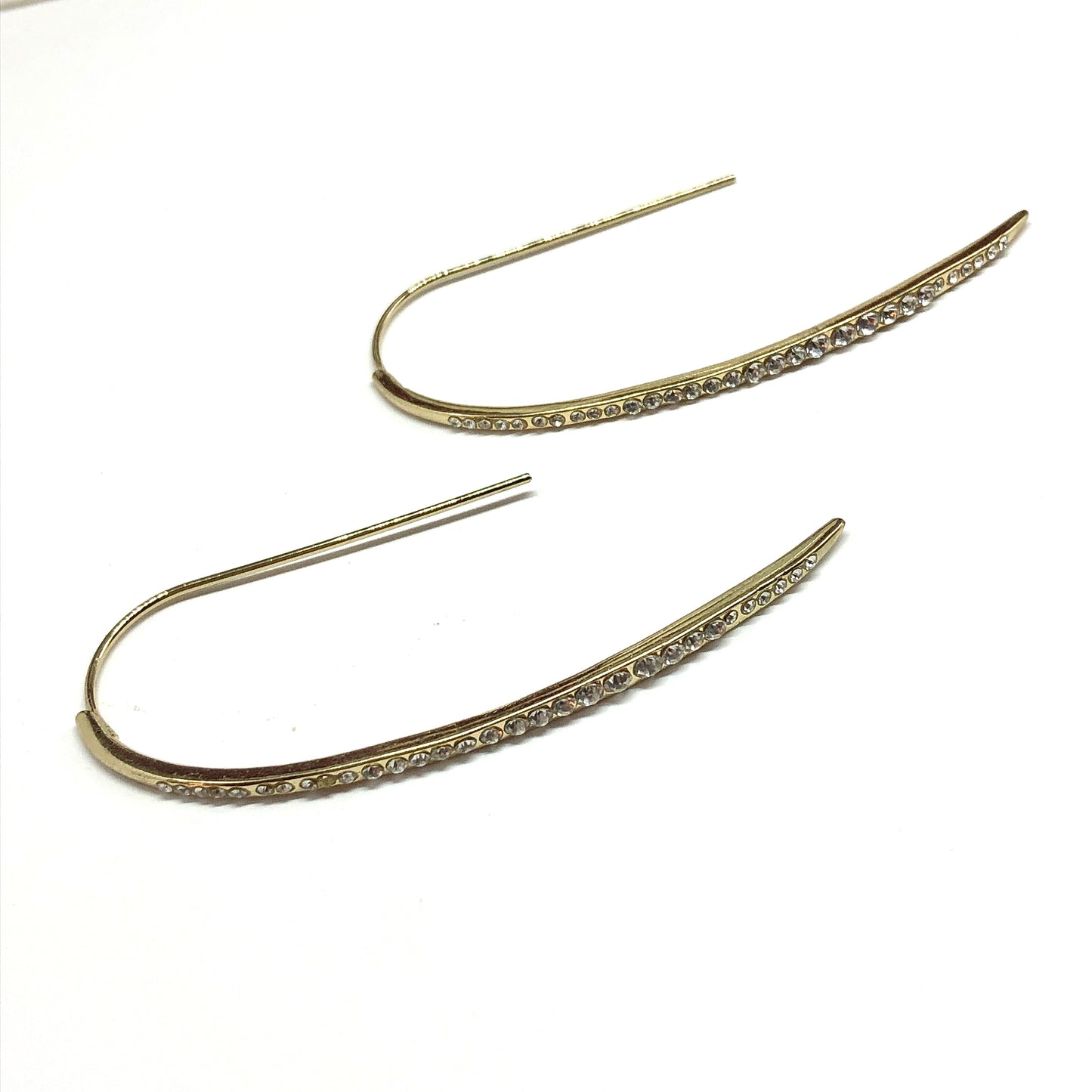 Gold Threader Earrings, Edgy & Sleek Golden Crystal Threader Earrings