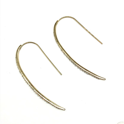 Curved Bar Gold Threader Earrings, Sexy & Sleek Crystal Threader Earrings