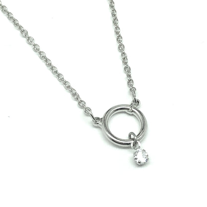 Minimalist Style Station Circle Design Silver Pendant Necklace