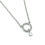 Womens Dainty Silver Circle Station Style Necklace