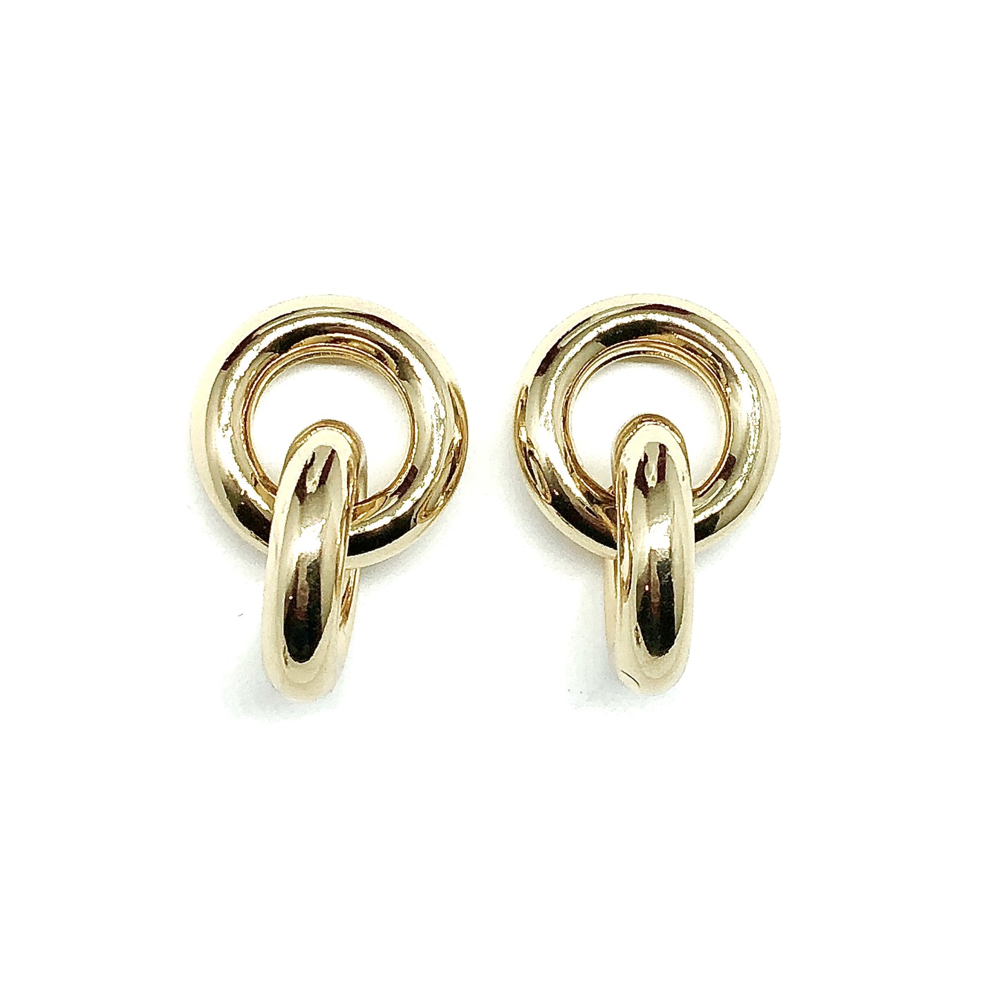 Earrings Womens 2 Ring Hoop Design Gold Drop Earrings