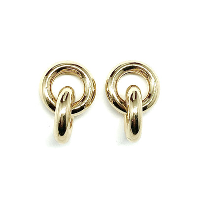 Earrings Womens 2 Ring Hoop Design Gold Drop Earrings
