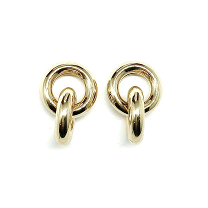 Save Big & Look Good in Estate Jewelry | Chunky 2 Ring Design Golden Circle Earrings