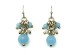 Earrings Womens used Bronze Light Blue & Pearl Short Drop Beaded Dangle Earrings - Blingschlingers Jewelry online in USA