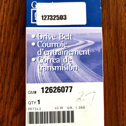 2018-2025 GMC Sierra Drive Belt, Chevy Silverado 1500 OE GM Part 12626077 or 1273203