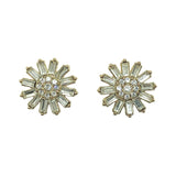 Estate Jewelry | Betty - Gold Shining White Cz Daisy Flower Design Stud Earrings