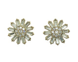 Estate Jewelry | Betty - Gold Shining White Cz Daisy Flower Design Stud Earrings