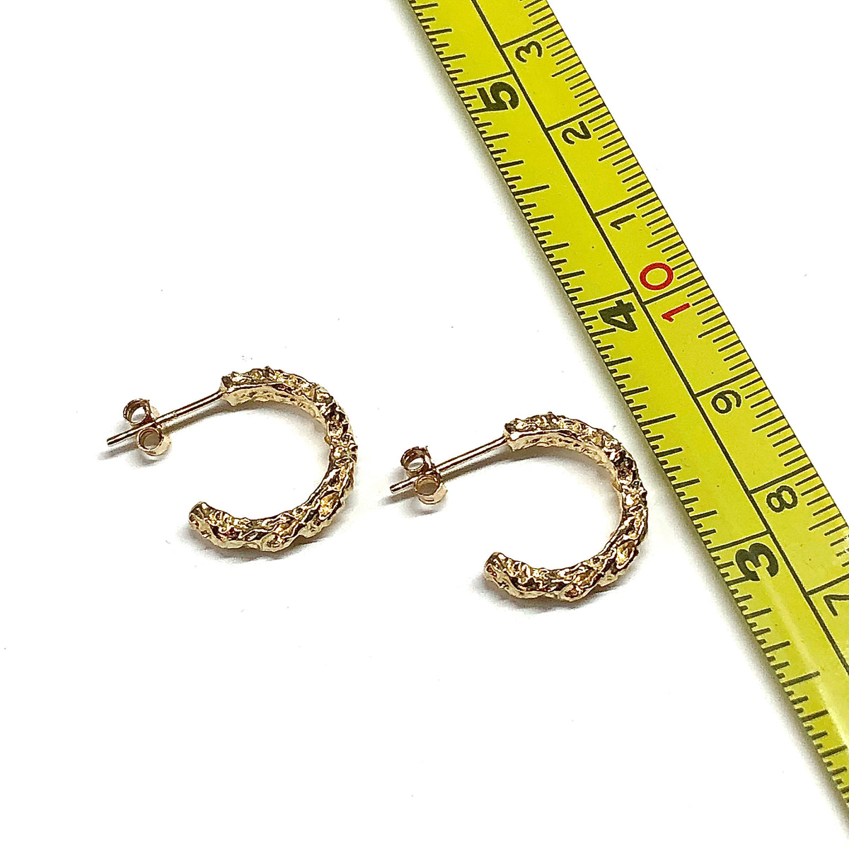 Small Gold Hoop Earrings Vintage Nugget 925 Sterling Silver Hoop Earrings