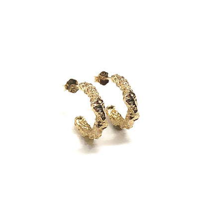 Gold Hoop Earrings Vintage Nugget Design Hoop Earrings