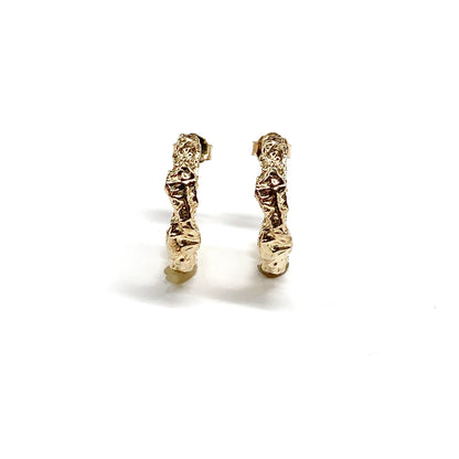 Gold Nugget Sterling Silver Hoop Earrings
