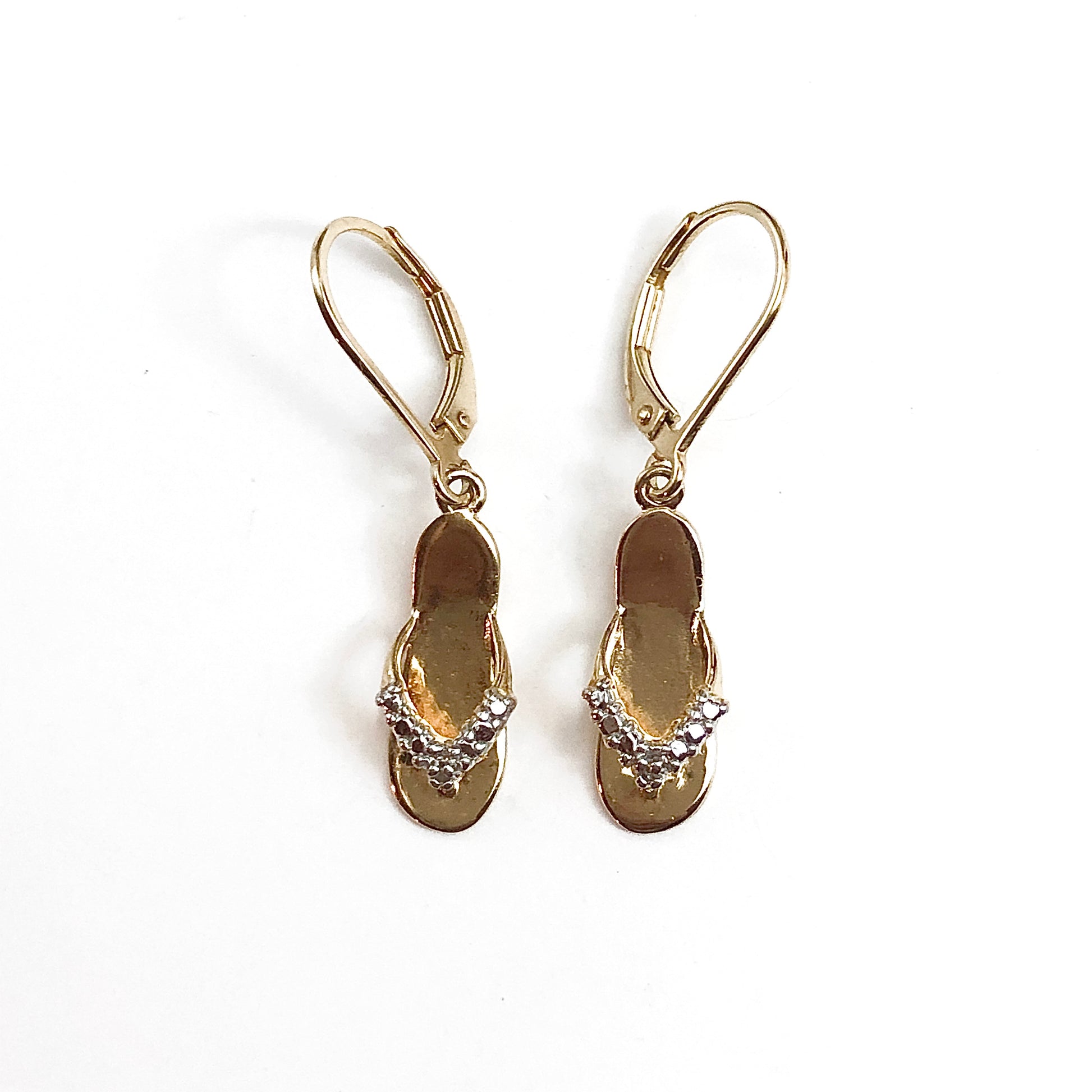 Flip-flop Charm Earrings Cute Gold Plated Sterling Silver Kitten Heel Style Dangle Earrings