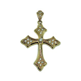 Secondhand Shop Jewelry | Shimmery Gold Sterling Silver Cz 2in Cross pendant | Blingschlingers.com