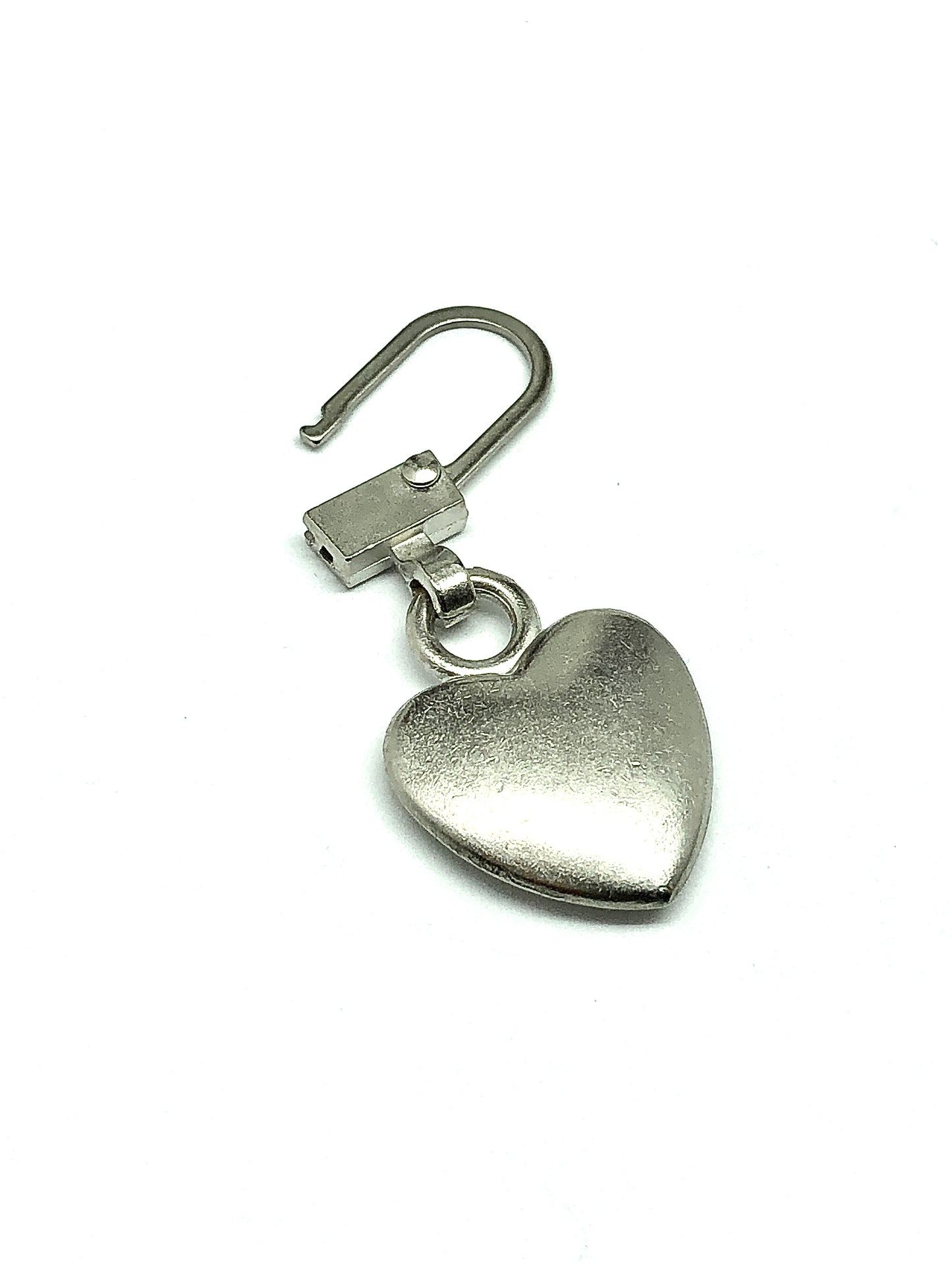 Blingschlingers - Zipper Repair Charm - Rustic Silver Heart Zipper Pull Charm | Accessorize anything