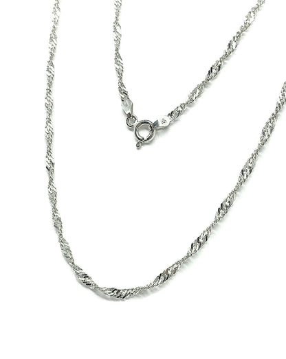 Sterling Silver Fancy Spiraling Herringbone Glitter Rope Chain Necklace