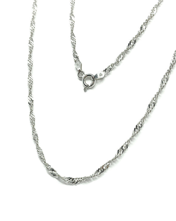 Kinky They Say? 🤔 - Shimmery Sterling Silver Spiral Herringbone Chain Necklace