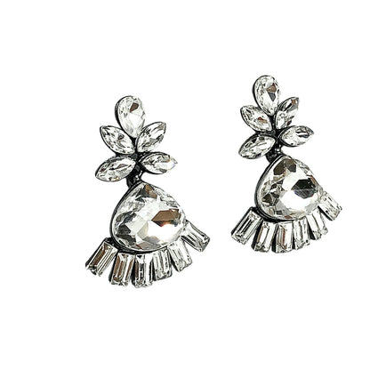 Fancy Mirrored White Crystal Glamourizing Dangle Earrings - online at Blingschlingers  USA