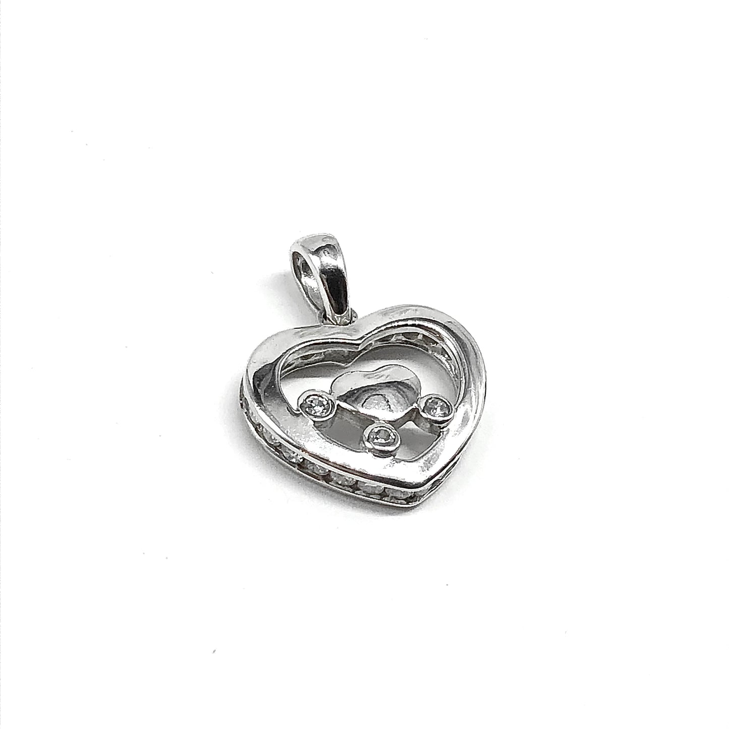 Blingschlingers Jewelry - Heart Pendant, Women's White Cubic Zirconia Stone Heart Design Sterling Silver Pendant