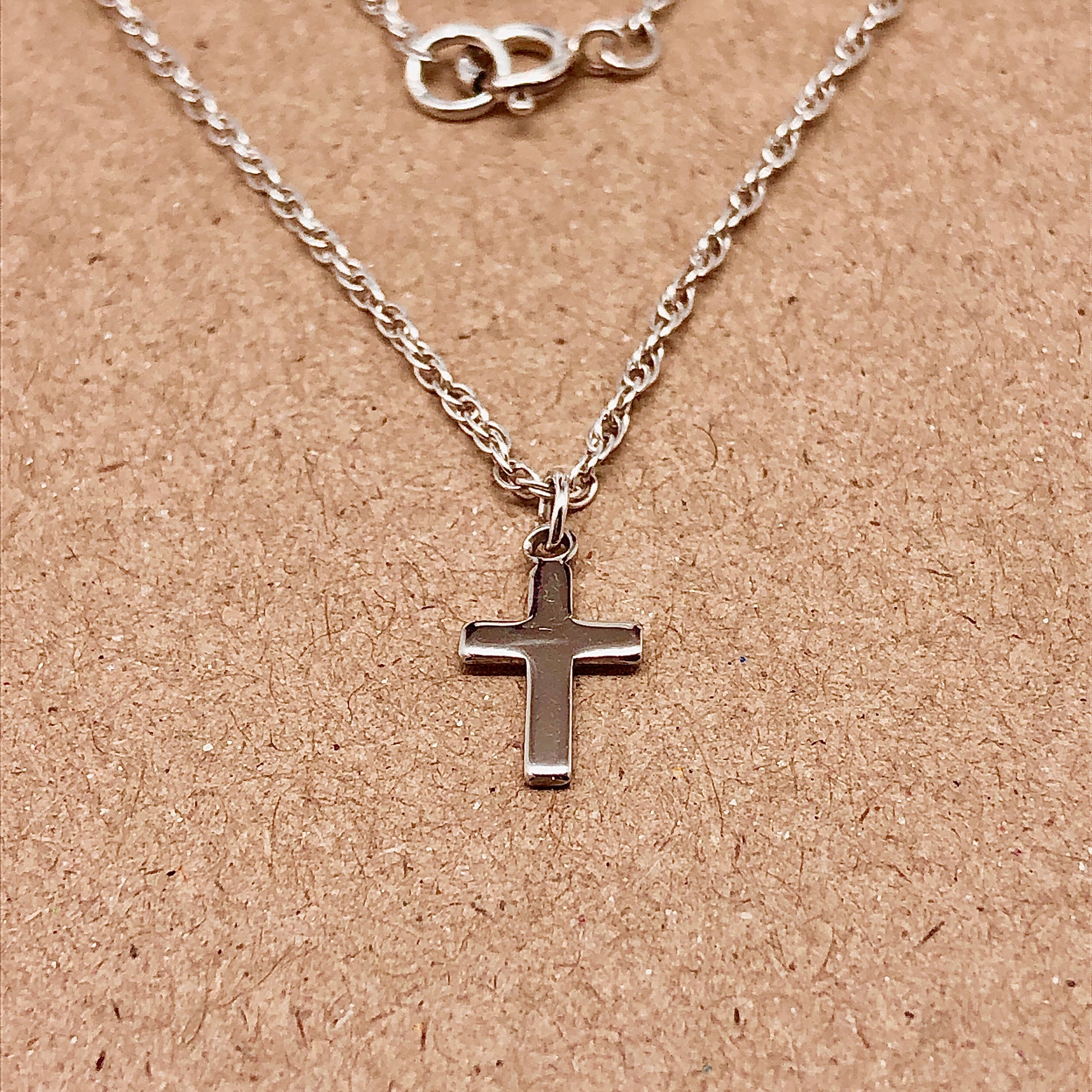 13.75" Dainty Sterling Silver Cross Necklace
