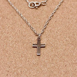 Upcycled New Jewelry - Sterling Silver 13.75" Dainty Station Cross Charm Necklace Womens to Kids