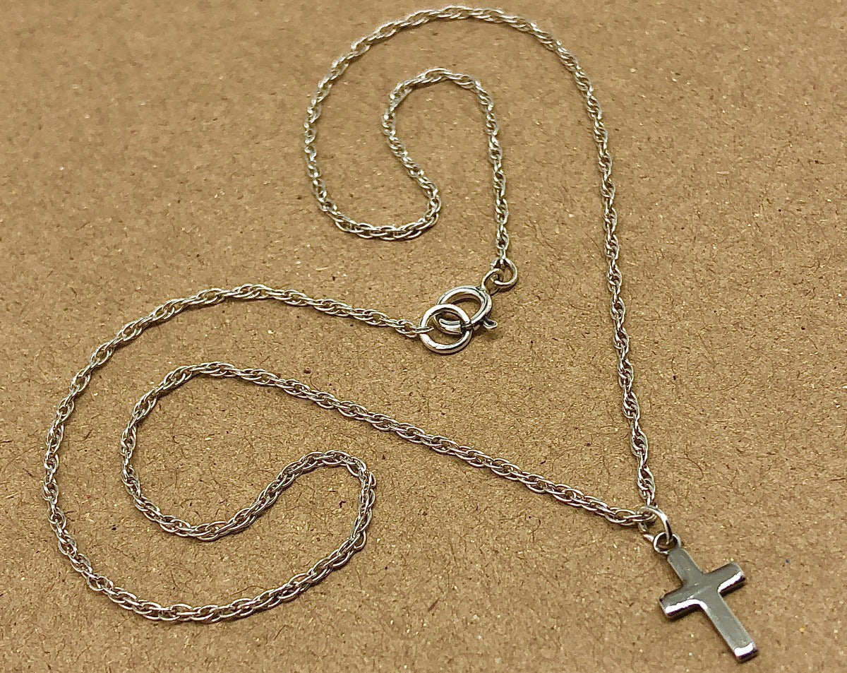 13.75" Dainty Sterling Silver Cross Necklace