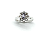 Silver Rings | Womens Petite Sterling Filigree Flower Design Amethyst Stone Ring 5 | Discount Estate Jewelry website online at Blingschlingers.com