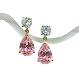 Gold Earrings | Pretty in Pink! 14k Gold Pink Diamond Alternative Dangle Earrings | Discount Estate Jewelry online