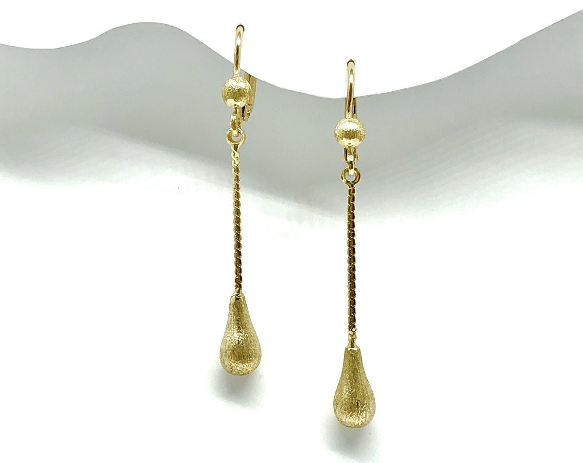 Fancy Earrings Womens 14k Gold 2" Slim Chain Dangle Earrings