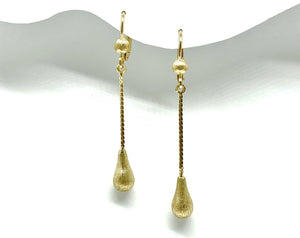2" Luxurious Vintage Italian Linear Drop Earrings | 14k Gold