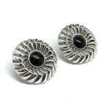 Earrings - used Bundt-Style Design Sterling Silver Contoured Circle Short Drop Earrings