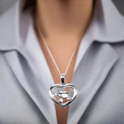 Cubic Zirconia Heart Sterling Silver Pendant