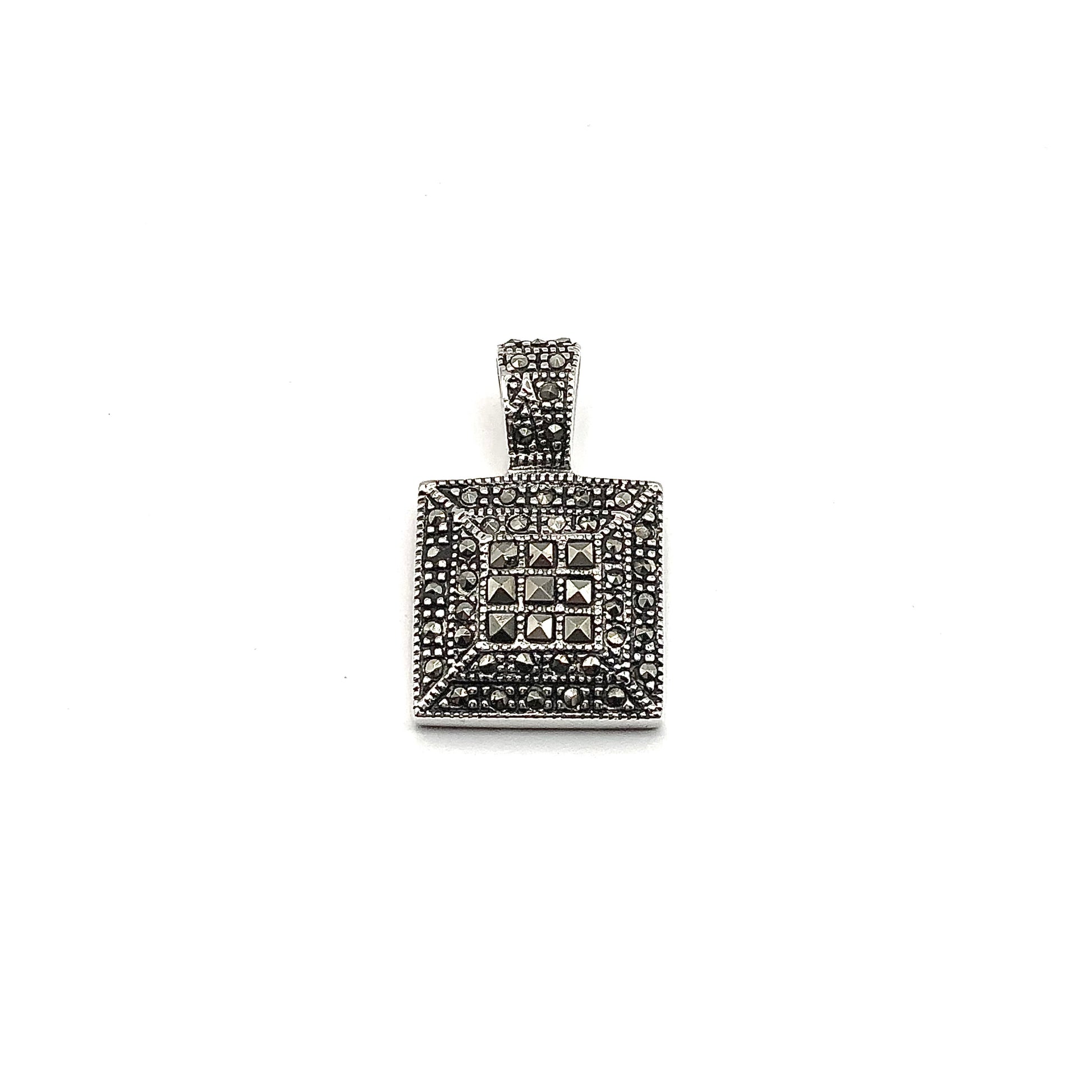 Pendant Silver, Women's Men's Geometric Style Marcasite Stone Sterling Silver Pendant - Estate Jewelry online