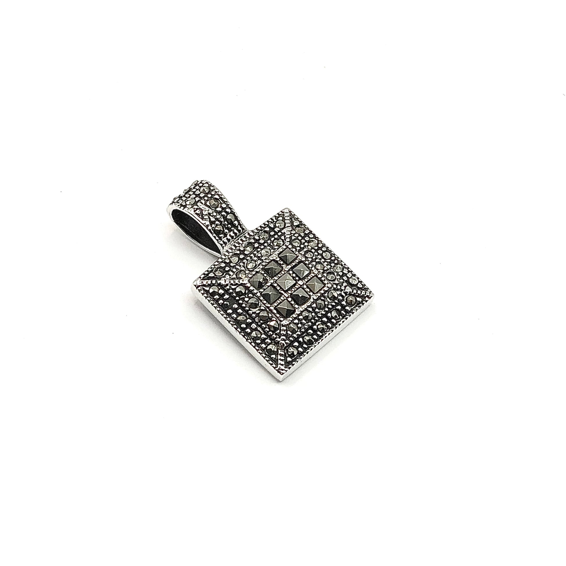 Geometric Style Marcasite Sterling Silver Pendant