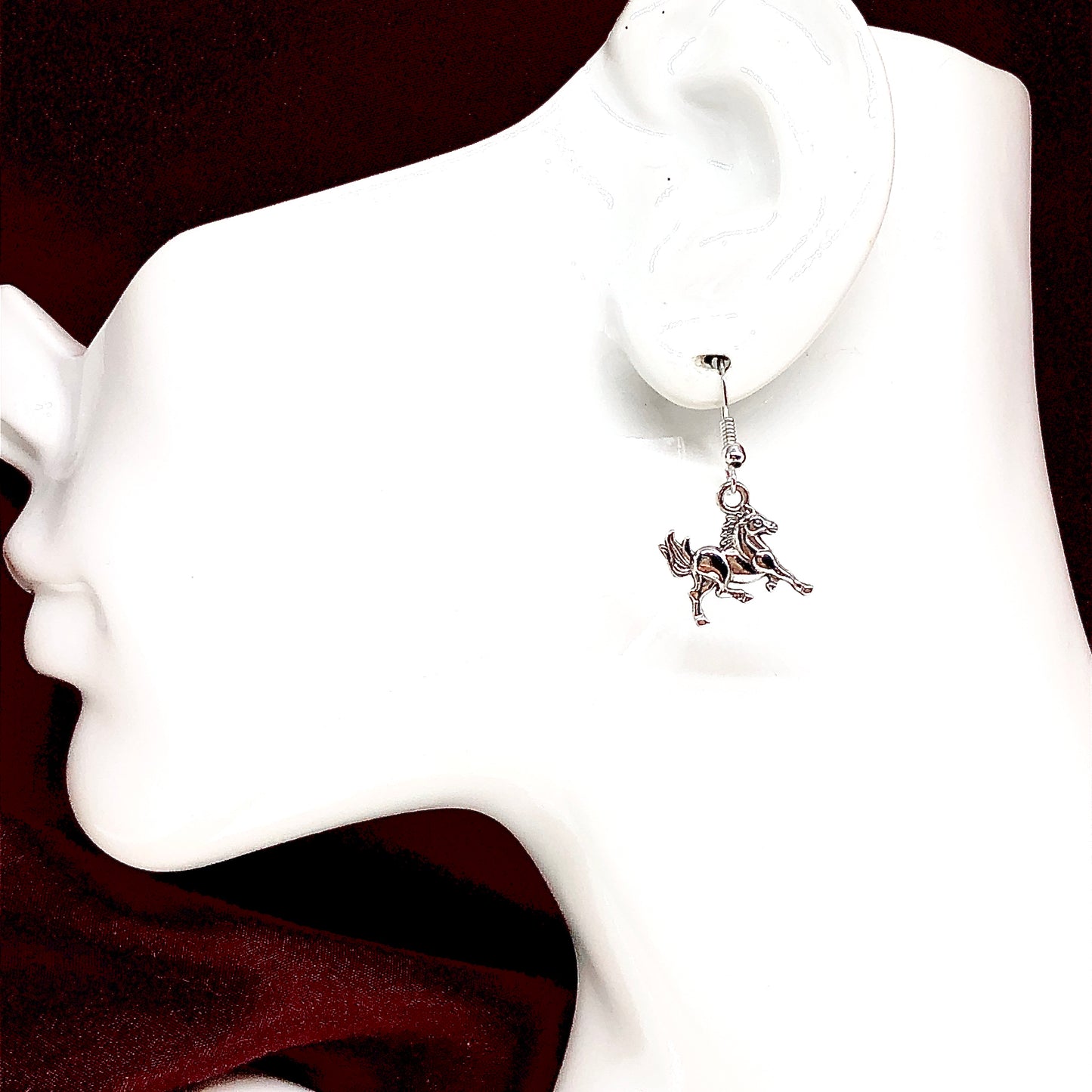 Jewelry, Earrings Ladies Cute Horse Design Sterling Silver Dangle Earrings