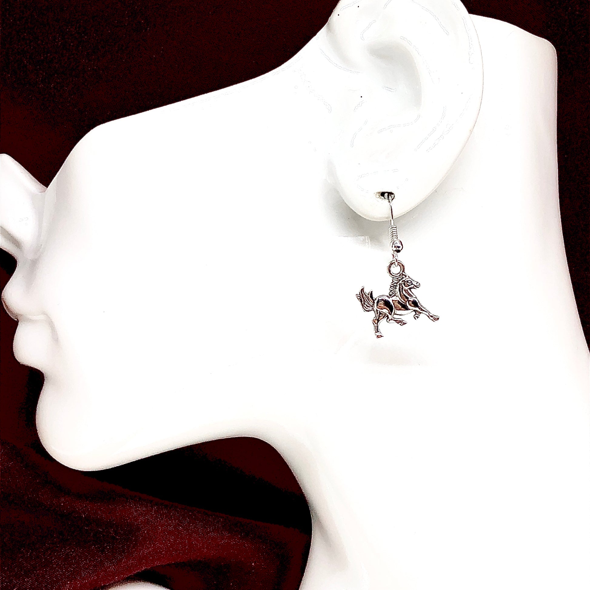 Jewelry, Earrings Ladies Cute Horse Design Sterling Silver Dangle Earrings