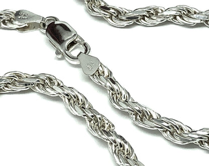 Mens Jewelry |  26" Sterling Silver 4mm Rope Chain Necklace Mens