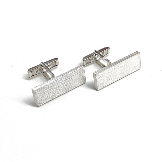 Vintage Brushed Bar Design Sterling Silver Cuff links