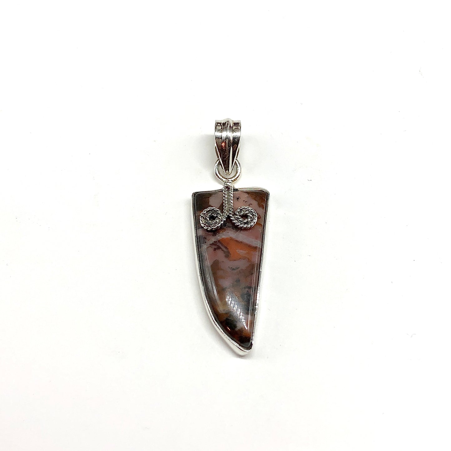 Edgy A-line Jasper Stone Sterling Silver Pendant